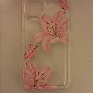 Clear Pink Floral Phone Case - Compatible Cell Phone Accessory